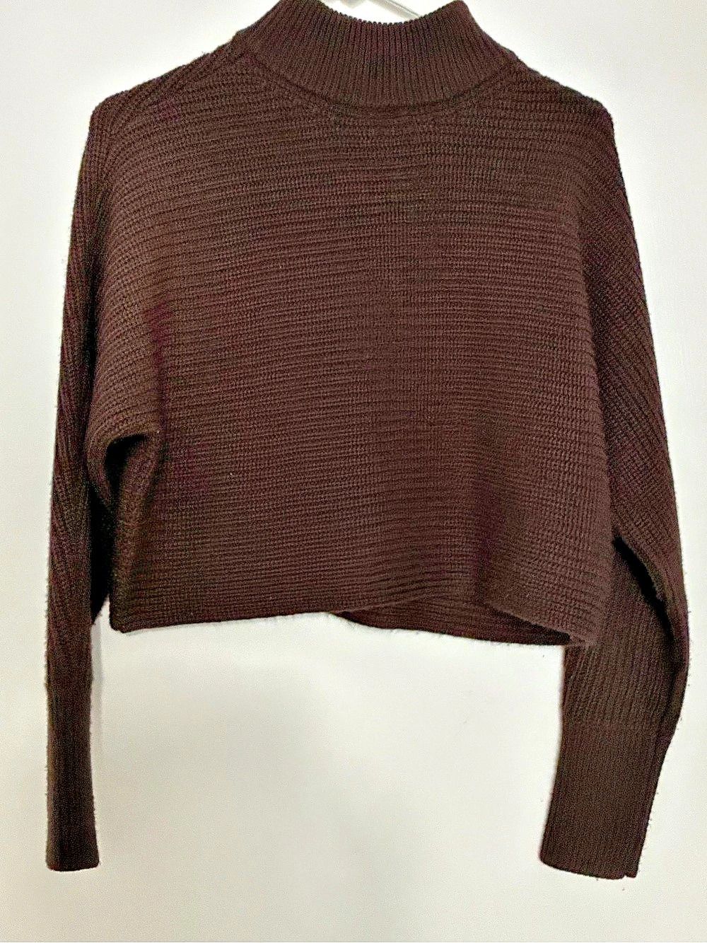 Gianni Bini Cropped Turtleneck Sweater Brown XS Like New